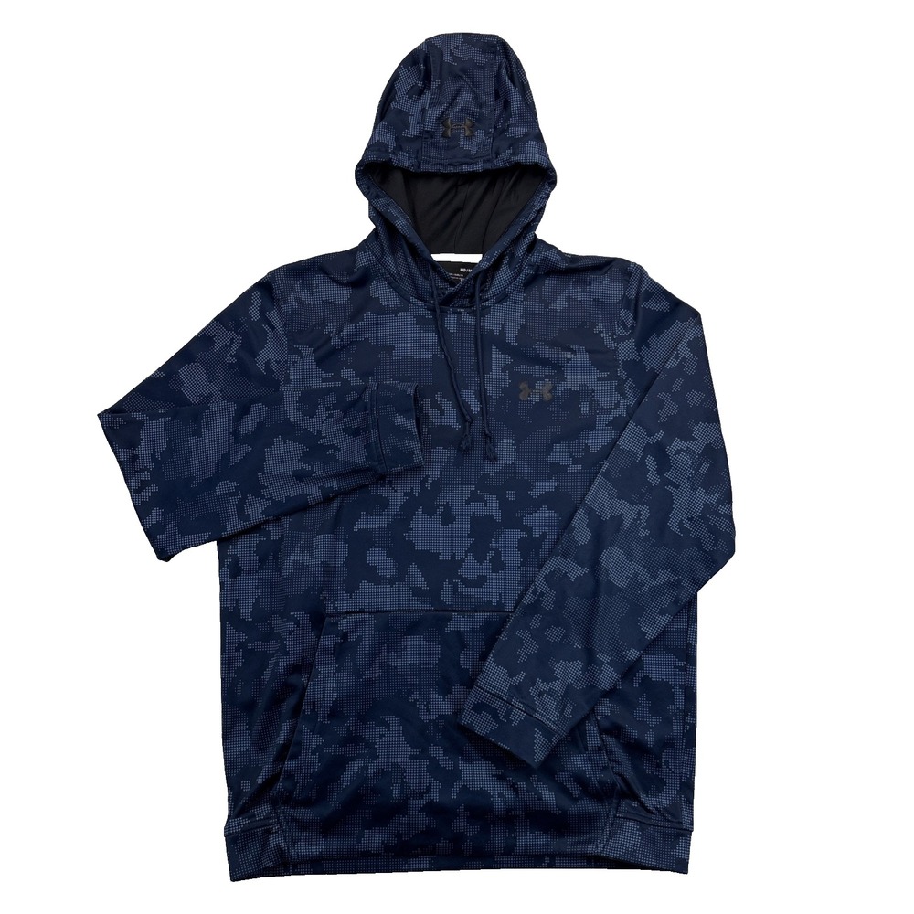 Under Armour ColdGear Fleece Hoodie Mens Medium Navy Geo Camo